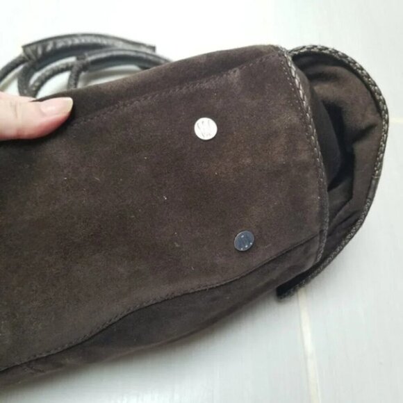 Stuart Weitzman Brown Leather Suede Woven Braided Handle Purse - Picture 7 of 16